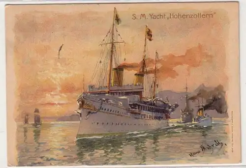 14736 Künstler Ak S.M. Yacht "Hohenzollern" 1911