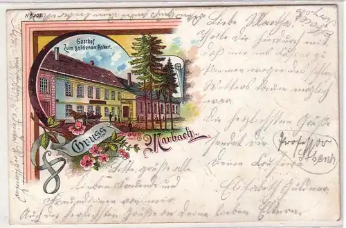 14675 Ak Lithographie Salutation de Marbach Gasthof Zum Golden Anker 1901