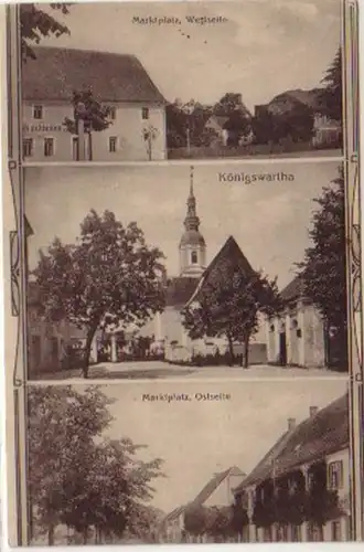 14662 Ak Königswartha Marktplatz Ost u. West um 1920