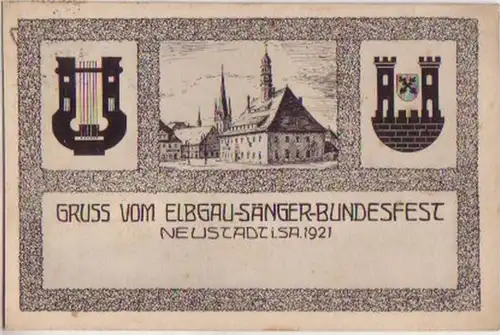 14613 Ak Gruss de la nouvelle ville de chants d'Elbgau 1921