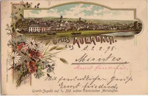 14603 Litho Gruss de Auerbach Publicité Café Malt 1898