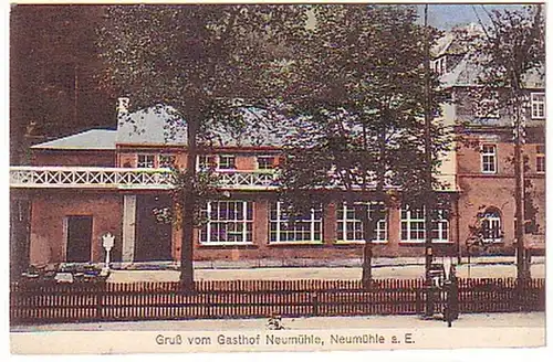 14549 Ak Salutation de l'auberge Neumühle a.Elster vers 1910