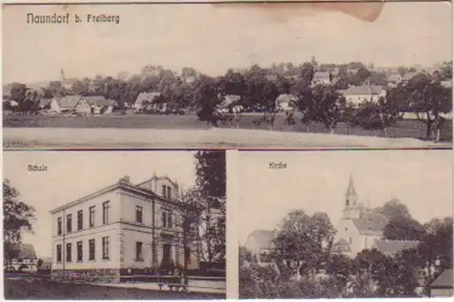 14543 Ak Naundorf b.Freiberg Schule usw. um 1920