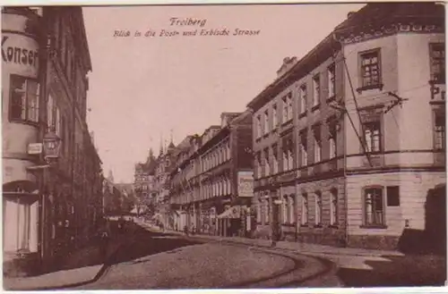 14542 Ak Freiberg Post- u. Erbische Straße um 1920