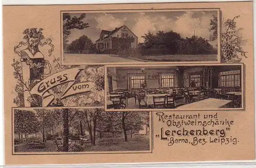 14537 Ak Salutation du restaurant et vin mousseux "Lerchenberg" Borna 1923