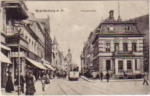 14534 AK Brandenburg Hauptstraße mit Straßenbahn 1918