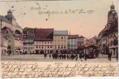 14531 Ak Gruss aus Weissenfels a.S. Marktplatz 1899