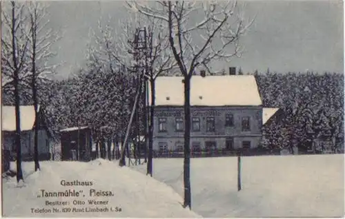 14457 Ak Pleissa Gasthaus "Tannmühle" um 1920