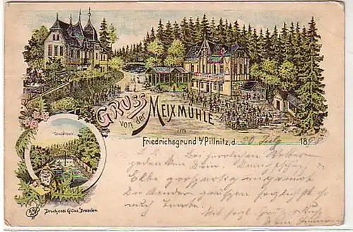 14412 Ak Lithographie Gruss von der Meixmühle 1898