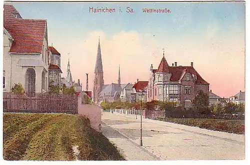 14411 Ak Hainichen in Sachsen Wettinstraße um 1910