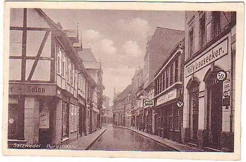 14404 Ak Salzwedel Burgstrasse avec des magasins vers 1930