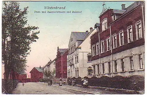 14362 Ak Wüstenbrand Poststraße und Bahnhof um 1910