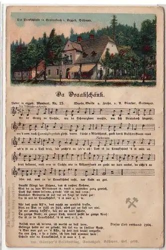 14317 Lied Ak Breitenbach i. Erzgeb. Böhmen "Da Draakschänk" um 1904