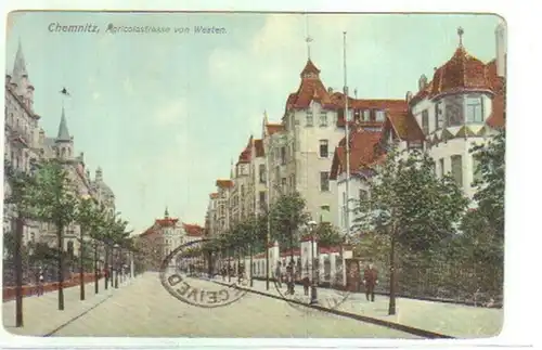 14314 Ak Chemnitz Agricolastrasse von Westen 1908