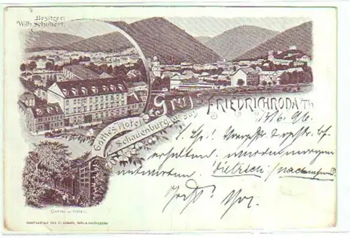14300 Ak Lithographie Salutation de Friedrichroda 1896
