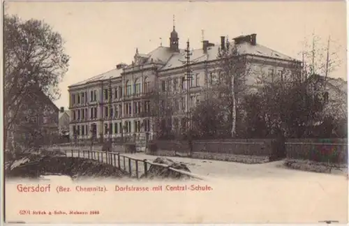 14288 Ak Gersdorf Dorfstraße mit Central Schule um1920