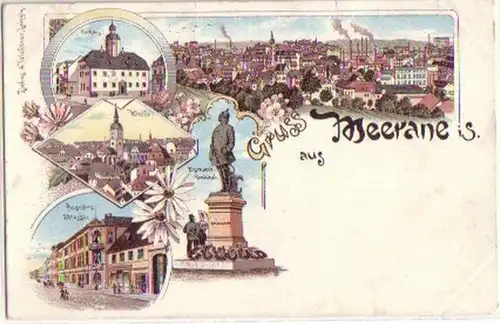 14275 Ak Lithographie Gruß aus Meerane in Sa. um 1900