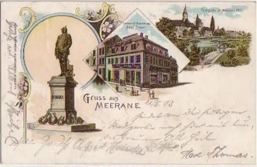 14252 Ak Lithographie Gruß aus Meerane in Sa. 1903