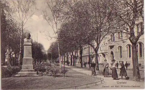 14230 Ak Crefeld Ostwall avec Karl Wilhelm Monument 1909