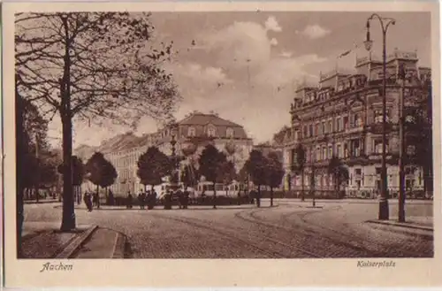 14225 Ak Aachen Kaiserplatz avec tramway vers 1930