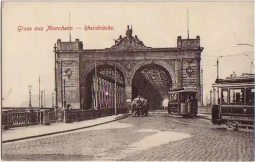 14210 Ak Gruss de Mannheim Rheinbrücke vers 1910