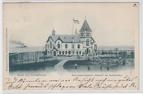 14166 Ak Salutation de Bremerhaven Strandetablissement "Seelust" 1902