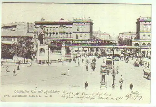 14150 Ak Berlin Hallesches Tor mit Hochbahn 1907