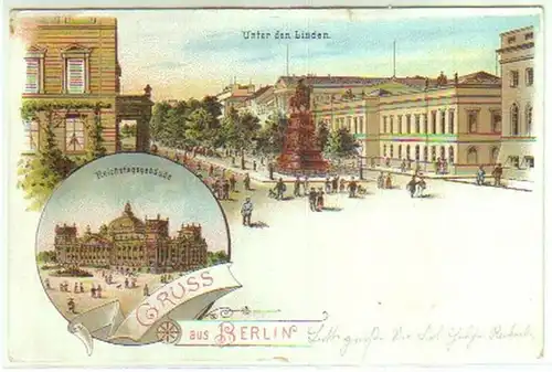 14149 Ak Lithographie Gruß aus Berlin 1907