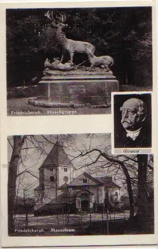 14107 Ak Friedrichsruh Mausoleum u. Hirschgruppe um1920