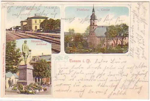 14081 Mehrbild Ak Treuen i.V. Bahnhof usw. 1904