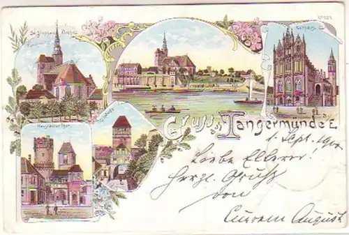 14080 Ak Lithographie Greuss de Tangermünde 1900