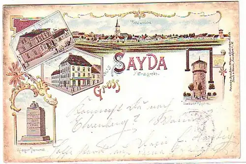 14074 Ak Lithographie Gruss aus Sayda 1898