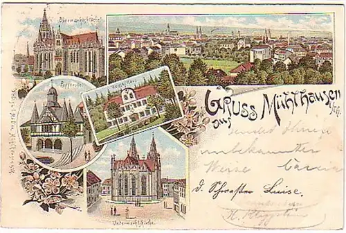 14061 Ak Lithographie Gruse de Mühlhausen in Th. 1897