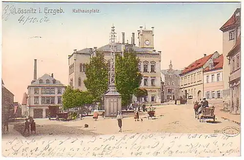 14047 Ak Lössnitz im Erzgebirge Rathausplatz 1904