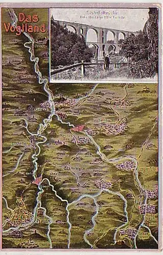 14045 Landkarten Ak Das Vogtland um 1920