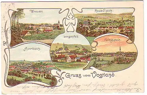 14032 Ak Lithographie Gruß vom Vogtland 1913