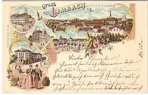 14018 Ak Lithographie Gruß aus Limbach in Sa. um 1900