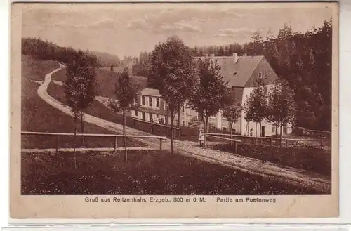 14012 Ak Gruß aus Reitzenhain Partie am Poetenweg um 1930
