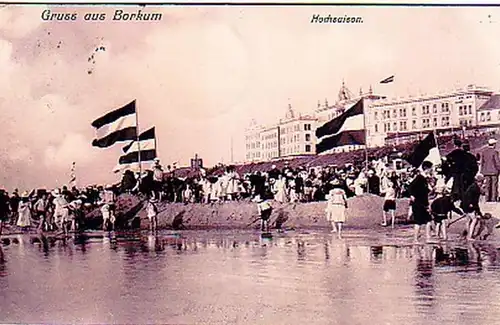 14008 Ak Gruß aus Borkum Hochsaison 1906