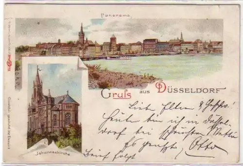 14000 Ak Lithographie Gruss de Düsseldorf 1898