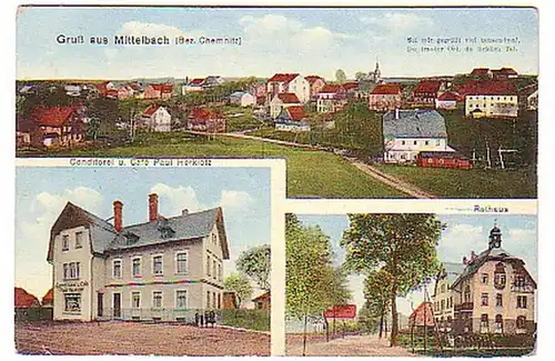 13996 Mehrbild Ak Gruß aus Miitelbach Bez.Chemnitz 1914