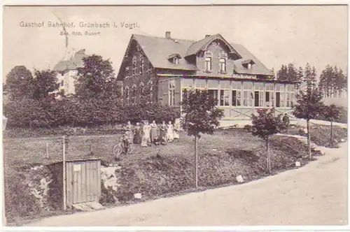 13992 Ak Grünbach im Vogtl. Gasthof Bahnhof 1904