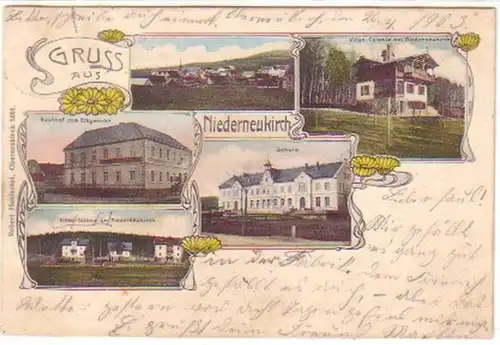 13978 Ak Gruß aus Niederneukirch Gasthof usw. 1903