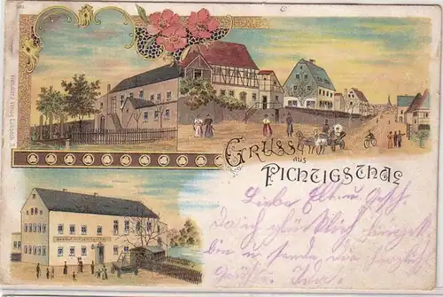13965 Ak Lithographie Gruss aus Fichtigsthal bei Limbach in Sachsen 1901