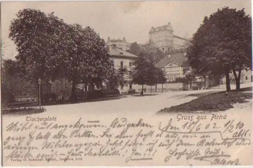 13875 Ak Gruss aus Pirna Tischerplatz 1902