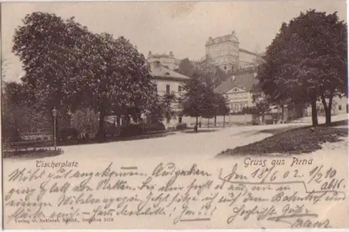 13875 Ak Gruss de Pirna Tischerplatz 1902
