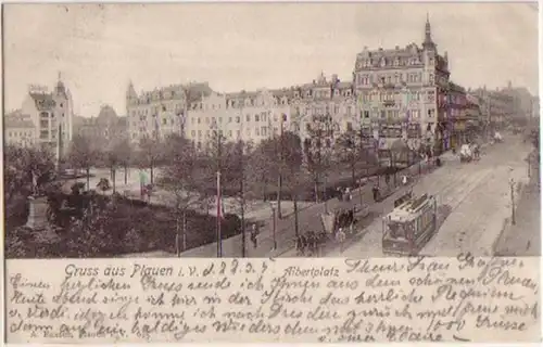 13870 Ak Gruß aus Plauen im Vogt. Albertplatz 1905