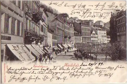 13865 Ak Karlsbad in Böhmen Spruelgasse 1899