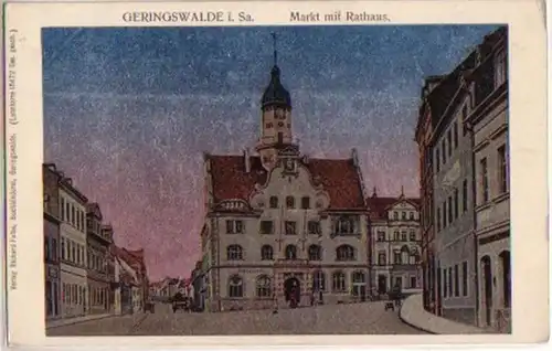 13819 Ak Geringswalde Markt mit Rathaus um 1910