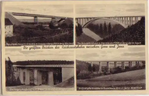 13815 Ak Autobahnbrücken zwischen Gera und Jena 1939